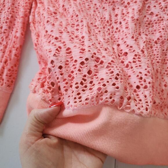 We The Free Sweater Womens Small Pink Lace Eyelet Pullover Y2K Fairy Grunge Punk - Picture 3 of 9